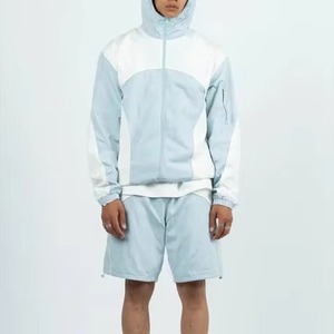 ชุดวอร์มไนลอนระบายอากาศสำหรับผู้ชายชุด2ชิ้นแบบสั้นมีฮู้ดกันลมฤดูใบไม้ร่วงโลโก้ตามสั่ง - Product Image 2