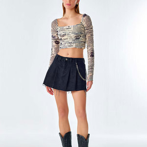 Nueva Camiseta corta de lona ecológica de calidad superior de manga corta de Color sólido para mujer, la mejor llegada con estilo - Product Image 2