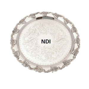 Embossed <b>Border</b> Decor Dinner Table Decoration Serving Metal Tray - Product Image 1