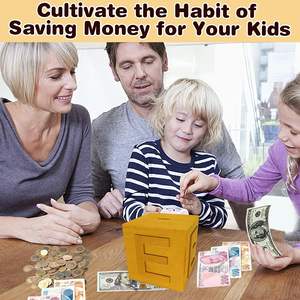 Caja de dinero para efectivo/niños banco de monedas de madera grande para niños niñas carta BANCO DE dinero perfecto hucha regalo para cumpleaños Navidad - Product Image 5