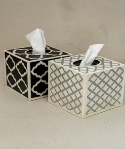 Caja de Pañuelos Multifuncional con Incrustaciones de Hueso, Ecológica, Personalizable, Hecha a Mano en India, con Elegante Diseño Floral y Acabado Brillante para un Toque de Lujo - Product Image 1