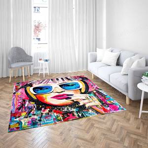 Tapis imprimé graffiti moderne, tapis d'entrée et tapis d'appoint vibrants, tapis en chenille - Product Image 4
