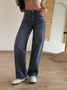 Jeans de Mujer de Corte Recto, Cintura Media, Lavados, Cómodos, de Tela Elástica Ecológica y Transpirable, Estilo Casual - Product Image 4