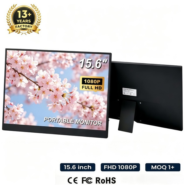 15.6" 1080P Full HD IPS Panel Type-C Gaming Portable Monitor with Built-in Speaker 250cd/m Brightness 20ms Response Time