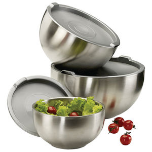 Juego de 3 piezas de acero inoxidable al por mayor tazón de pie de doble pared con tapa - Product Image 3