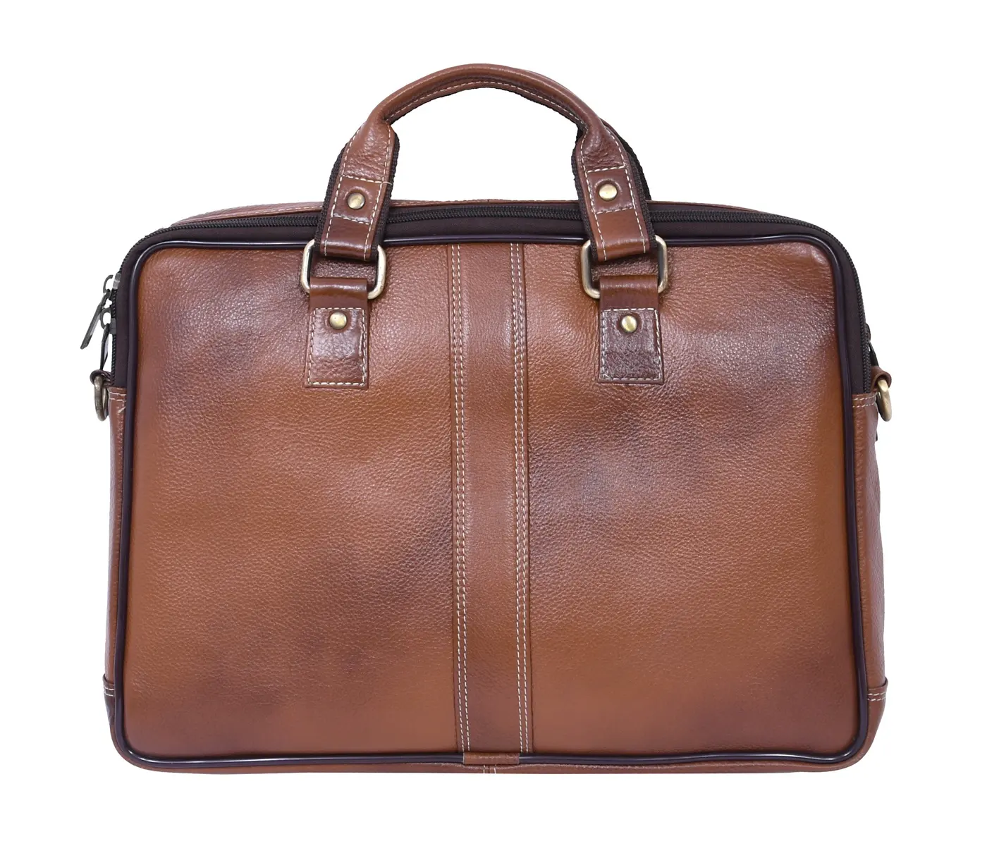 LEATHER LAPTOP CARRY BAG FOR MEN GENUINE LEATHER MATERIAL WITH DETACHABLE SHOULDER STRAPS & WRIST HANDLE