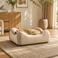 Canapé-lit pour animaux de compagnie avec coussin incurvé, lit orthopédique pour chien et chat, doux avec housse amovible et lavable et mousse haute densité pour une utilisation en intérieur