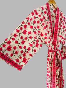 ชุดกิโมโนผ้าฝ้ายลายดอกไม้พร้อมเข็มขัดลายทาง สั่งซื้อจำนวนมาก ชุดคลุมอาบน้ำโรงแรมสปาพรีเมียม ขายส่ง - Product Image 4