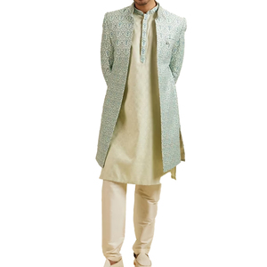 Nuevo traje de Sherwani dorado negro de moda MOQ bajo hecho a medida OEM algodón hombres étnico Shalwar Kameez indio pakistaní para niños - Product Image 6