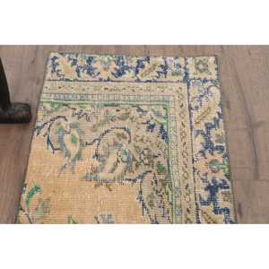 Alfombra Vintage, Alfombra de Pasillo de 2.1x5.9 pies, Alfombra Turca de Lana Azul Ombré - Product Image 4