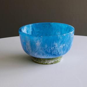 Juego de cuencos para servir de resina amarilla Bohemia personalizada, cartón empaquetado altamente pulido tallado a mano de alta calidad para hotel en casa - Product Image 1