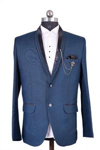 Setelan 2 potong Slim Fit OEM pria, setelan jaket celana Solid satu kancing dengan dasi, setelan pria garis biru laut 2023 - Product Image 3