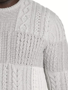 <span class=keywords><strong>Maglia</strong></span> Ottoknit Plus Size maglione da uomo lavorato a <span class=keywords><strong>maglia</strong></span> con stracotto grigio a blocchi <span class=keywords><strong>tonali</strong></span> Casual a maniche lunghe per grandi e alti - Product Image 4