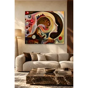Impresión en lienzo abstracta de Fida, perfiles femeninos entrelazados en colores fluidos - Product Image 5