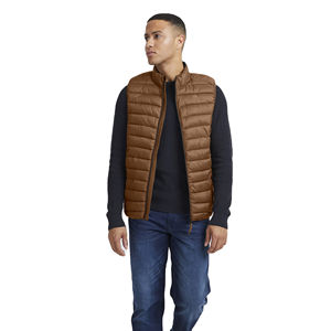 Gilet bouffant d'hiver personnalisé pour hommes OEM demi-manche couleur unie respirant avec fermeture éclair épaisse et position du logo avant - Product Image 3