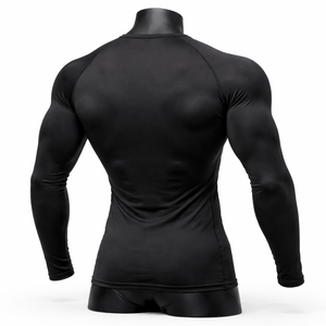 Chemises de compression pour hommes en solde - Écologiques et respirantes en Spandex/Polyester, vêtements de fitness personnalisables, haut de compression à manches longues - Product Image 2