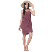 Robe de plage en tissu éponge 100% coton au design élégant pour femme, style sexy, taille naturelle, logo placé sur le devant, longueur genou