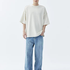 Custom Wholesale <b>Men's</b> Streetwear 100% Cotton Oversized Custom GSM T-<b>Shirt</b> High Quality Heavy Sewn Blank Design <b>White</b> - Product Image 3