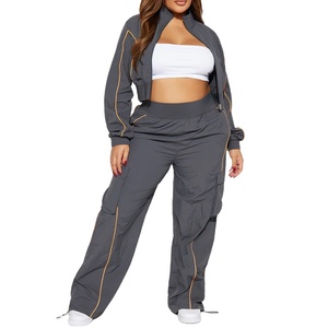 Custom Womens Color Block Windbreaker Tracksuit 2 Piece <b>Set</b> Half Zip Cropped Jogger <b>Set</b> 2027 - Product Image 1