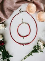 DAFNI Evil Eye Ensemble Collier et Bracelet Élastique Fait Main avec Perles en Pierre Céramique - Cadeau Promotionnel Coloré et Original