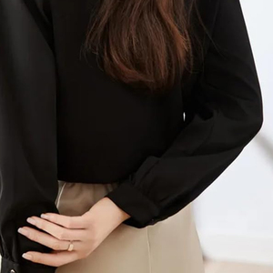 Áo sơ mi nữ chất lượng cao, màu trơn, tay dài, chất liệu cotton, cổ trụ, kiểu dáng đơn giản, thích hợp mặc đi làm. - Product Image 6