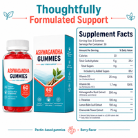 Gummies Avancées à l'Ashwagandha 300mg avec L-Théanine pour le Soulagement Quotidien du Stress, Sans Gélatine, Vente en Gros ODM