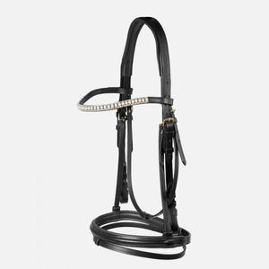 Brida de caballo de cuero genuino multicolor caliente tamaño completo venta al por mayor nueva brida de cuero de filete de caballo de alta calidad en la parte superior negra - Product Image 1