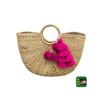 Sacs tendance en jacinthe d'eau, style bohème traditionnel, sac de voyage en paille de jonc de mer pour l'été, avec cordon en soie et logo personnalisé