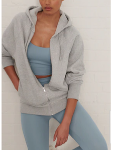 Sweat à capuche zippé 100% coton surdimensionné pour femmes Design décontracté avec fermeture éclair personnalisable col à capuche en polaire respirant - Product Image 4