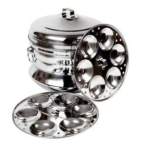 Olla de vapor de 2 niveles con tapa de vidrio, cocina ociosa de acero con 4 placas, 16 soportes ociosos, olla de vapor ociosa, la mejor calidad al por mayor - Product Image 3