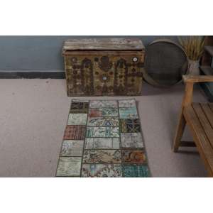 Alfombra Turca, Alfombra de Pasillo de 2.2x6.1 pies, Alfombra Oriental Azul de Lana - Product Image 4