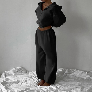 Sudaderas con capucha y pantalones de chándal personalizados para mujer, chándales 100% de algodón informales de dos piezas, ropa deportiva activa, conjunto de chándales para mujer - Product Image 5