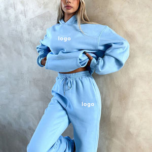 Sudadera holgada con logotipo personalizado, conjunto de sudaderas con capucha y joggers, chándal con capucha de 2 piezas de algodón 100% - Product Image 3