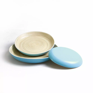 Top Selling Eco-friendly Spun Bamboo <b>Trays</b> Set of 3 Tableware for Restaurants Handcrafted Dinner Plates Made in Vietnam - Product Image 2
