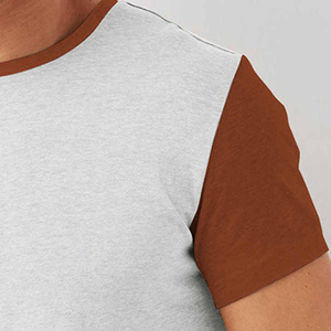<b>Men's</b> Geometric Color Blocked T-<b>Shirt</b> Short Sleeve O-Neck Casual Regular Fit Knitted Fabric White And Brown - Product Image 5