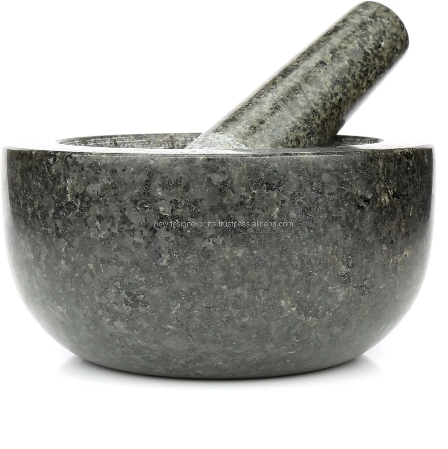 Pierre de granit solide pour écraser et écraser les épices Grand ensemble noir pour broyer le mortier et le pilon