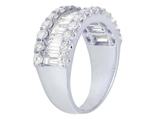 Hip Hop <b>Iced</b> Out <b>Ring</b> Round And Baguette Cut 925 Sterling Silver VVS Moissanite Diamond <b>Ring</b> For Women - Product Image 3
