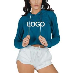 Custom Cotton French Terry <b>Crop</b> <b>Top</b> Sweatshirt Women Clothing Cropped Hoodie High Quality Women's Casual Short Hoodie - Product Image 1