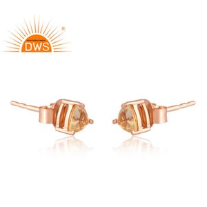 Amazing Trendy Design 925 Silver 18K Rose Gold Plated Natural <b>Citrine</b> Gemstone <b>Earring</b> Custom Design Jewelry Manufacturer - Product Image 3