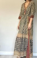 Robe longue en coton écologique avec bordure Zari, lavable, style cache-maillot de plage pour femme, taille naturelle, motif floral