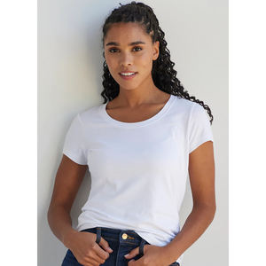 Camisetas de cuello redondo de algodón para mujer Camiseta básica de manga corta transpirable que absorbe la humedad para mujer - Product Image 3