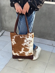 À la mode Double poignée souple véritable cuir de vachette fourrure grande taille fourre-tout sac à bandoulière sac à main Collection élégante sac à provisions pour les femmes - Product Image 6