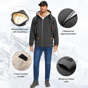 Mens <b>Sherpa</b> Fleece Pullover <b>Hoodie</b> Soft Cozy Thermal Sweatshirt with Adjustable Hood for Winter Casual Use - Product Image 5