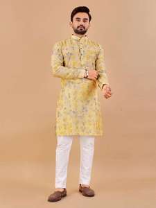 Lightweight <b>Summer</b> Wear Cotton Fabric Mens Kurta <b>Pyjama</b> Breathable Fabric Cooling Material Ideal <b>For</b> Hot Weather Comfortable - Product Image 2