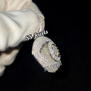 Pendentif Hamza en argent 925 personnalisé avec breloque religieuse en diamant Moissanite VVS1 pour homme de style rappeur Hip Hop - Product Image 5