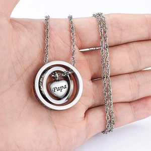 Collar de plata Papa Urn para cenizas No más a mi lado para siempre en mi corazón Medallón tallado Collar de cenizas cremadas Tamaño personalizado - Product Image 5