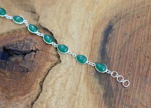 Bracelet classique bijoux pour femmes argent Boho Style bijoux 925 argent Sterling vert Onyx pierres précieuses Bracelet fait main cadeau - Product Image 3