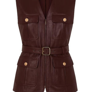 Fashionable <b>Women's</b> Genuine Leather <b>Vest</b> with Zipper Waterproof & Eco-Friendly Offering a Clean Modern Fit for Confident <b>Women</b> - Product Image 2