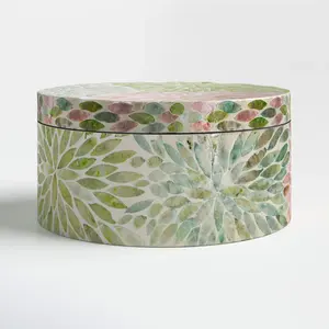 High Quality Handmade Round <b>Mother</b> Pearl Lacquer Box New Collection Home Restaurant Hotel Tissue Napkin Storage Directly Vietnam - Product Image 5