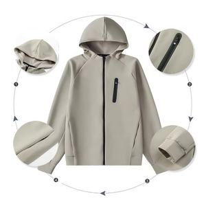 เสื้อแจ็คเก็ตผู้ชายแบบมีฮู้ด รุ่น Custom Logo 350GM สำหรับฤดูใบไม้ร่วงและฤดูหนาว กันลม แขนยาว สไตล์ลำลอง รุ่นซิป 2026 - Product Image 3